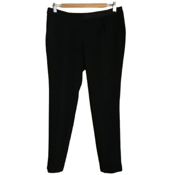 MARC CAIN Black Raw Hems Classic Casual Cotton Stretch Trouser Pants Size 8 - Picture 1 of 14